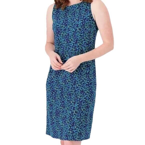 Isaac Mizrahi Live Shift Dress Womens 4XT Blue Confetti Print Stretch Office - Picture 2 of 11
